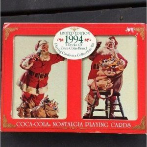 Coca Cola Santa Playing Cards  In Metal Tin - 1994 Christmas Collectible